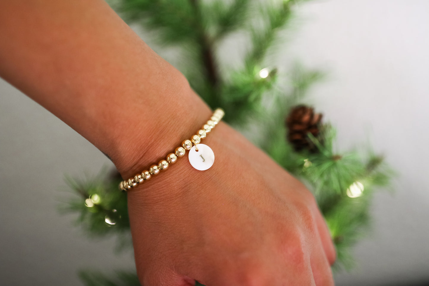 Pearl Charm Initial (18k gold filled beads or Costume Jewelry Beads)