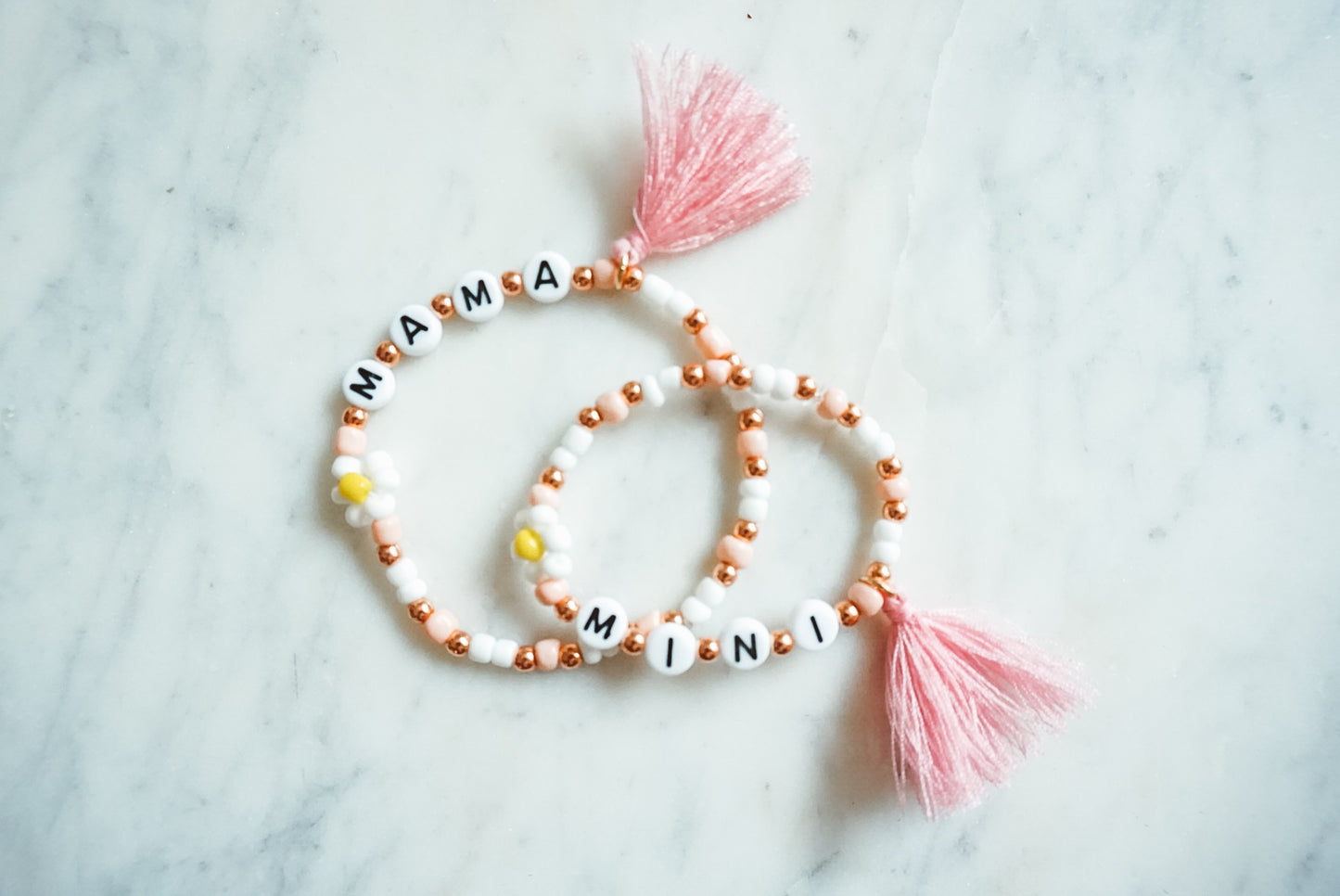 Mama Pink with Daisy Single Stacker Bracelet