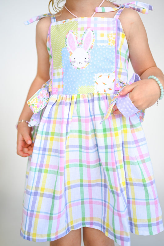 Bunny and Checks Dress size 5T (RTS)