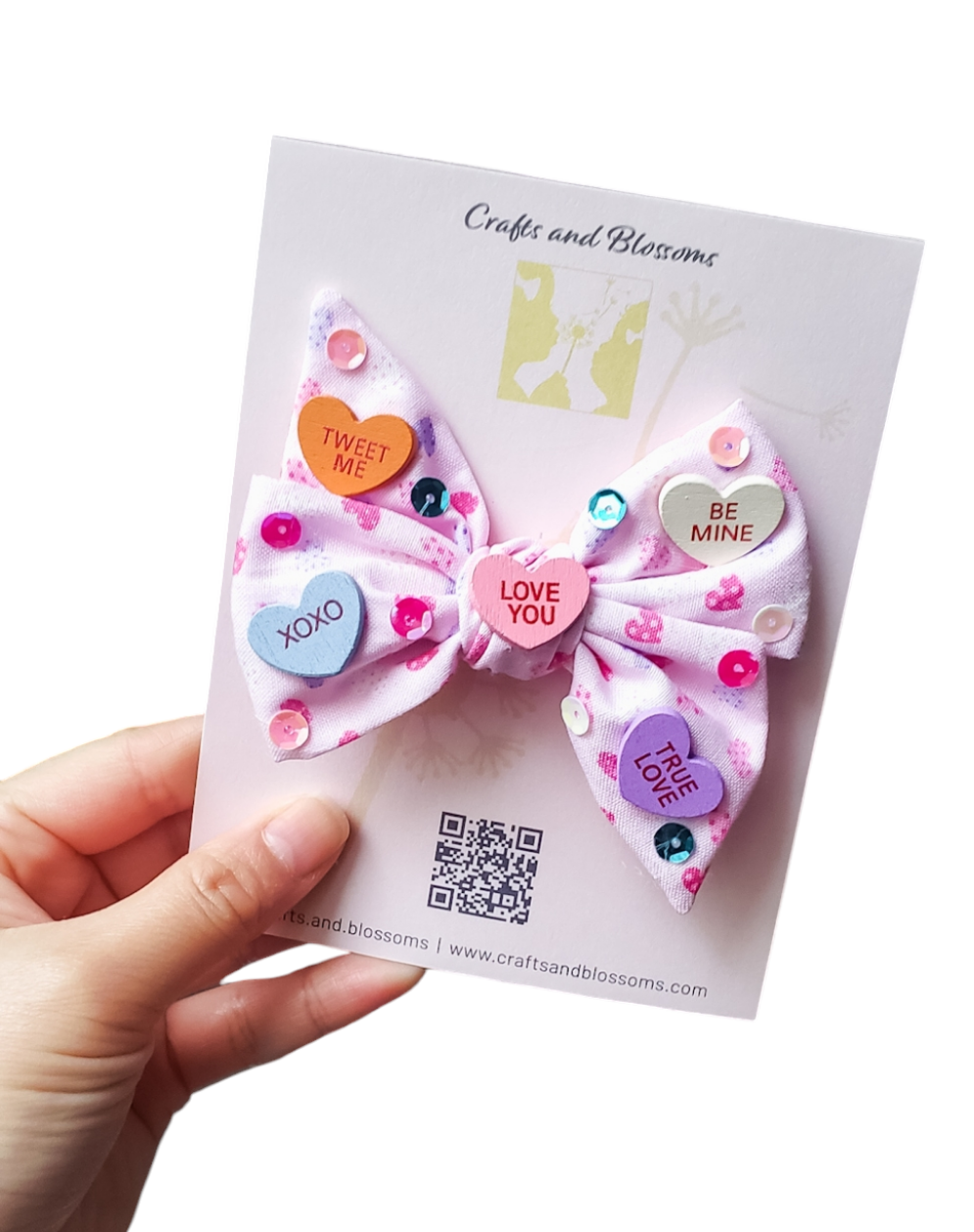 Conversation Hearts Pinwheel Bow – crafts.and.blossoms