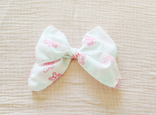 Blue & Pink Butterflies Fable Bow