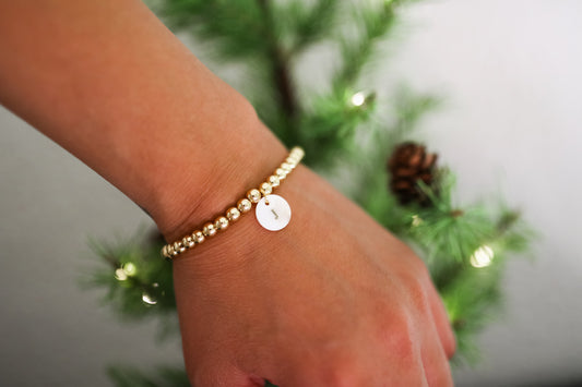 Pearl Charm Initial (18k gold filled beads or Costume Jewelry Beads)