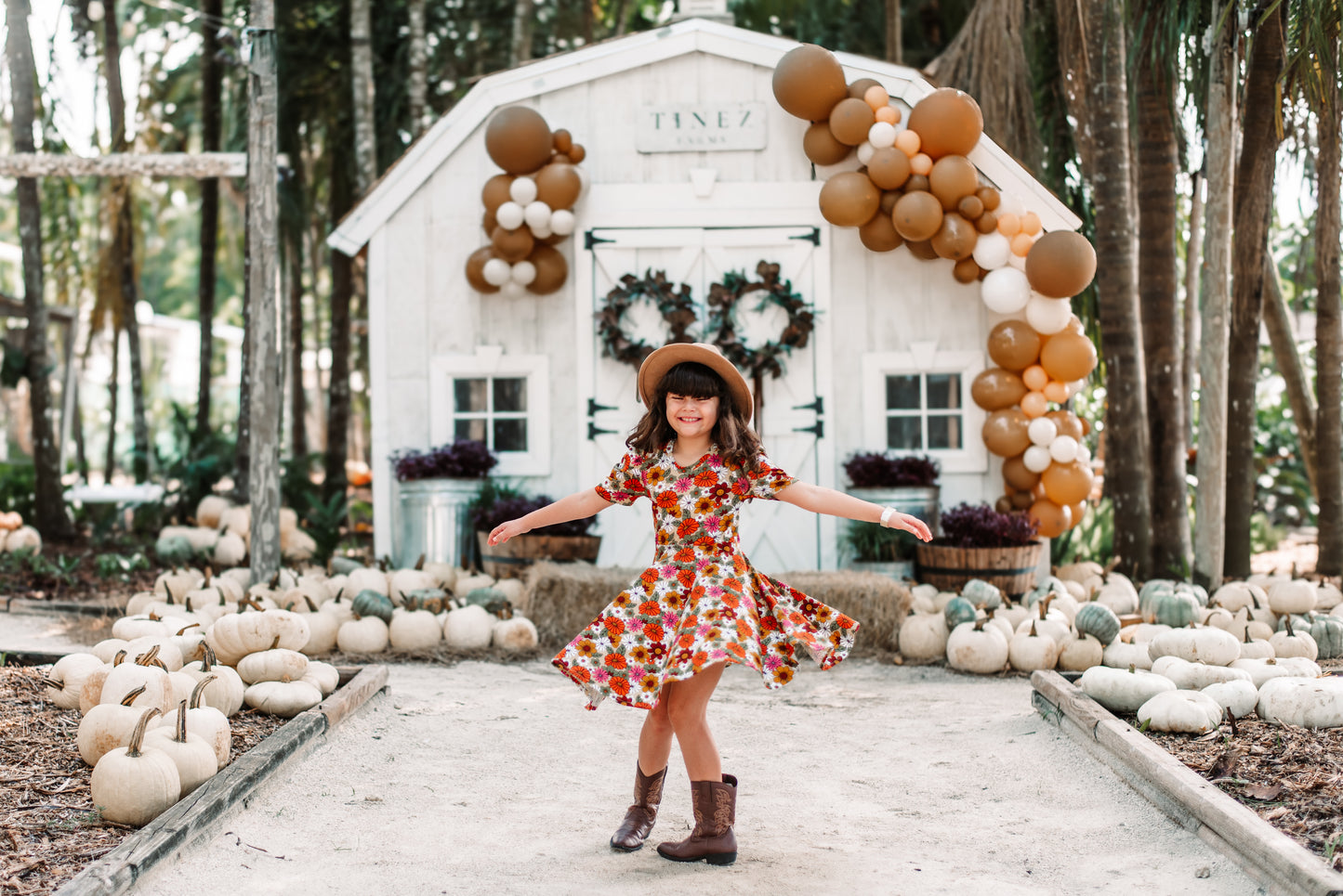 Fall Floral Twirl Dress