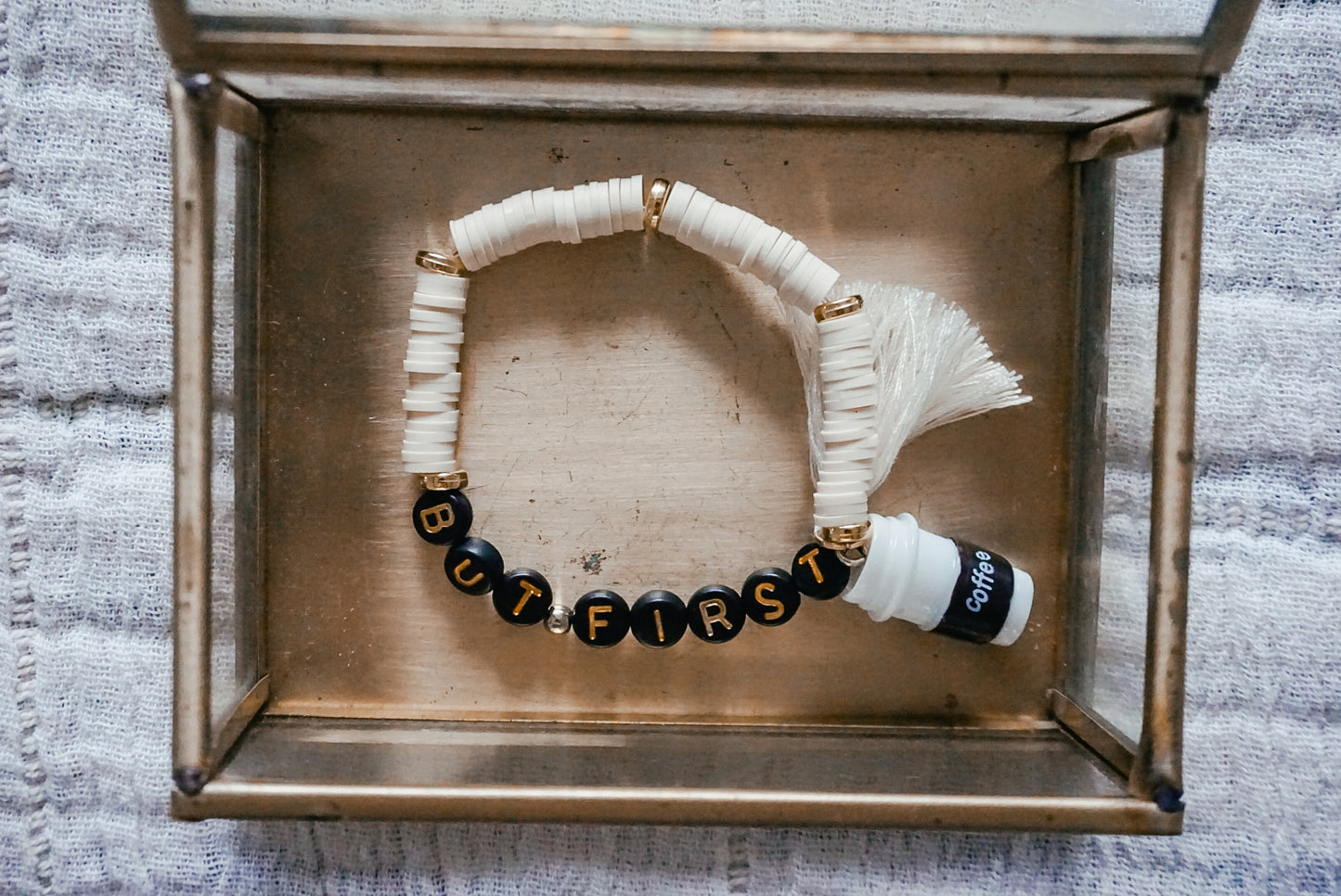 But First Coffee Clay Bracelet with Charm